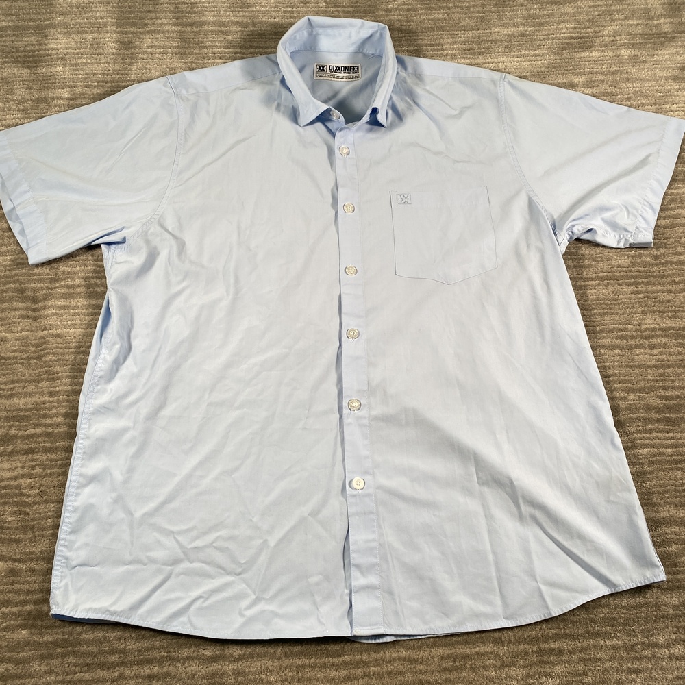 Dixxon Shirt Mens 2XL Blue Solid Performance Bamboo Short Sleeve Button Up